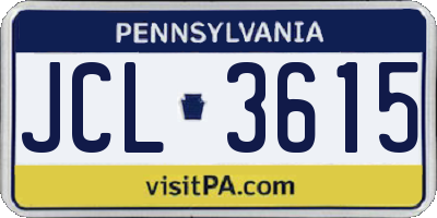 PA license plate JCL3615