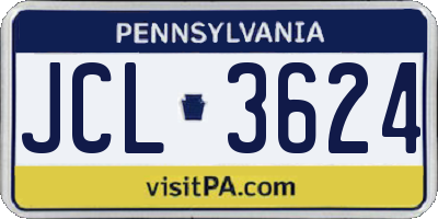 PA license plate JCL3624