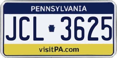 PA license plate JCL3625
