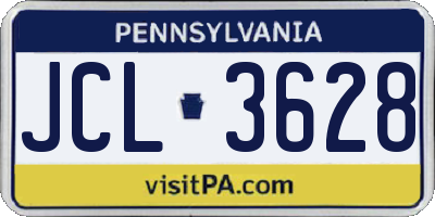 PA license plate JCL3628