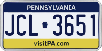 PA license plate JCL3651