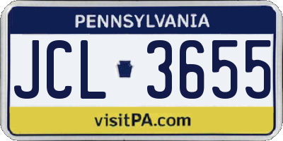 PA license plate JCL3655