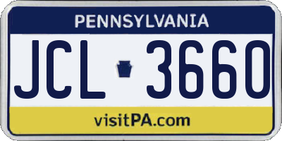 PA license plate JCL3660