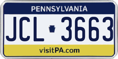 PA license plate JCL3663