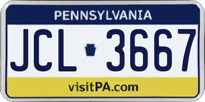 PA license plate JCL3667