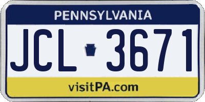 PA license plate JCL3671