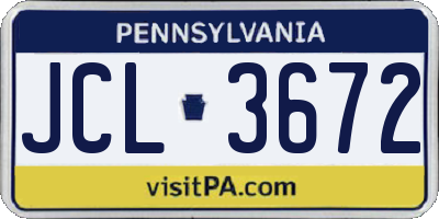 PA license plate JCL3672