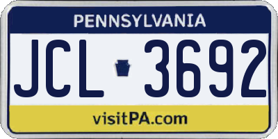 PA license plate JCL3692