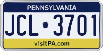 PA license plate JCL3701