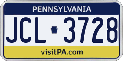 PA license plate JCL3728