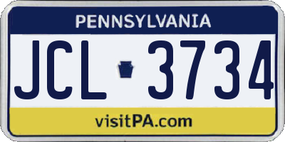 PA license plate JCL3734
