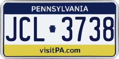 PA license plate JCL3738