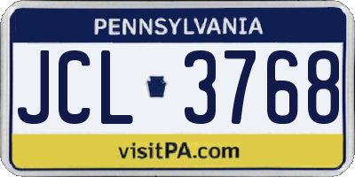 PA license plate JCL3768