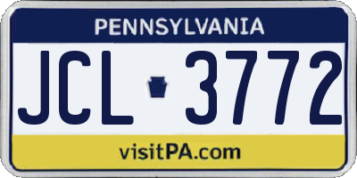 PA license plate JCL3772