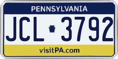 PA license plate JCL3792