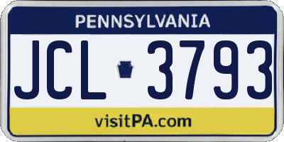 PA license plate JCL3793