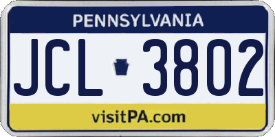 PA license plate JCL3802
