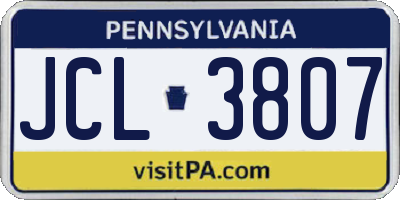 PA license plate JCL3807