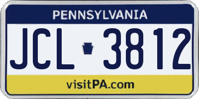 PA license plate JCL3812