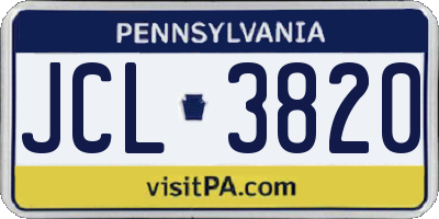 PA license plate JCL3820