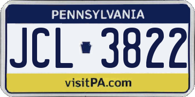 PA license plate JCL3822