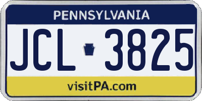 PA license plate JCL3825