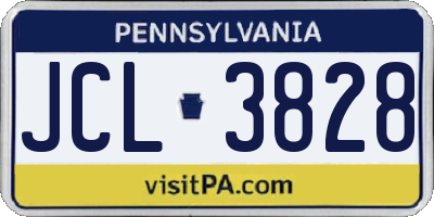 PA license plate JCL3828