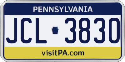 PA license plate JCL3830