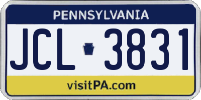 PA license plate JCL3831