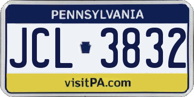 PA license plate JCL3832