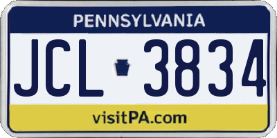 PA license plate JCL3834