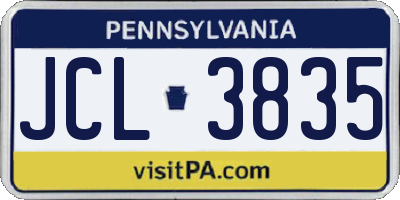 PA license plate JCL3835