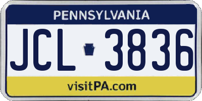 PA license plate JCL3836
