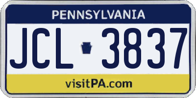 PA license plate JCL3837