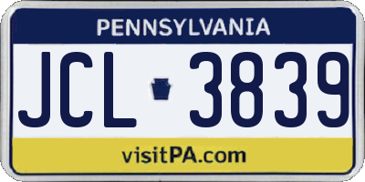 PA license plate JCL3839
