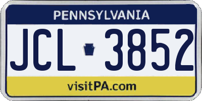 PA license plate JCL3852