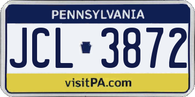 PA license plate JCL3872