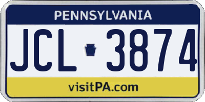 PA license plate JCL3874