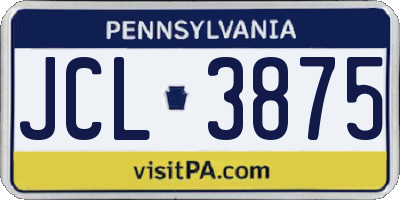 PA license plate JCL3875