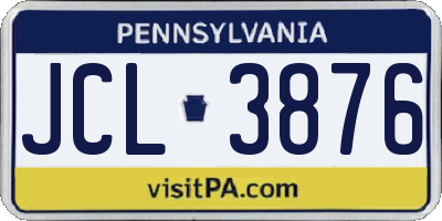 PA license plate JCL3876