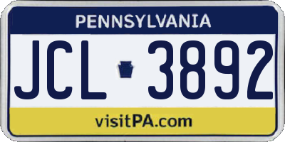 PA license plate JCL3892