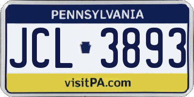PA license plate JCL3893