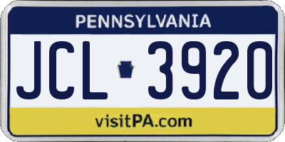 PA license plate JCL3920