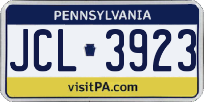 PA license plate JCL3923