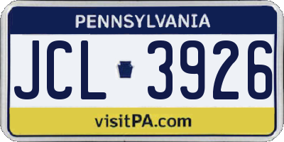 PA license plate JCL3926