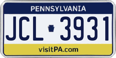 PA license plate JCL3931