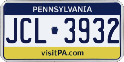 PA license plate JCL3932