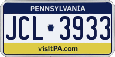 PA license plate JCL3933