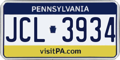 PA license plate JCL3934