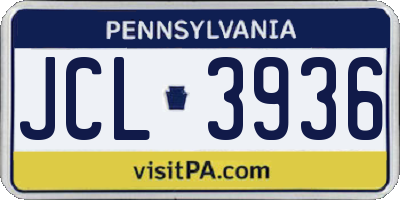 PA license plate JCL3936
